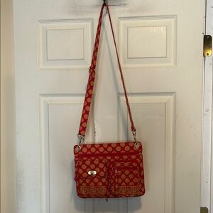 MaggiB Red and Orange Quilted Crossbody Purse